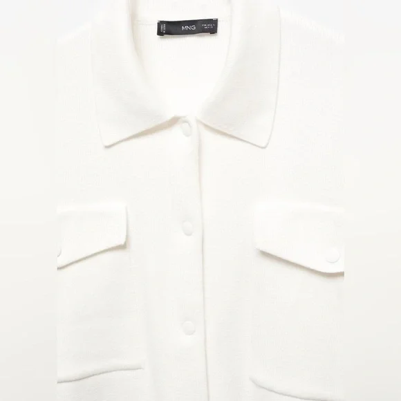 Mango Long Sleeve Cardigan With Shirt Collar And Pockets - Picture 5 of 16
